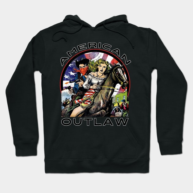 Vintage Worn American Outlaw in the Wild West Hoodie by Joaddo